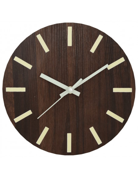 Orologio a Parete con Ore e Lancette Luminose Marrone Ø30 cm