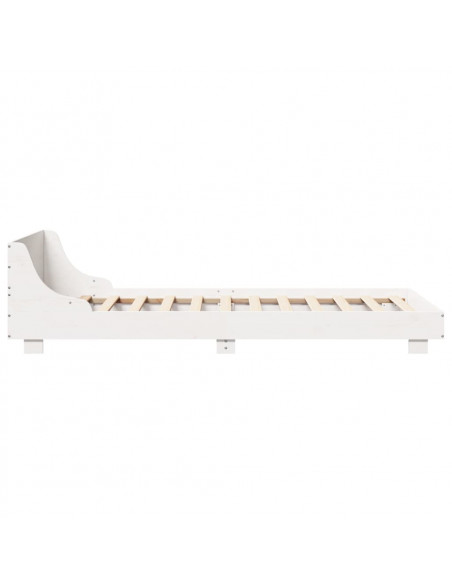 Giroletto con Testiera Bianco 90x190 cm Legno Massello di Pino