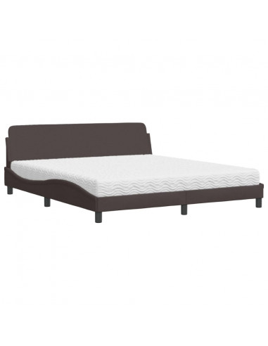 Letto con Materasso Marrone Scuro 180x200cm Tessuto