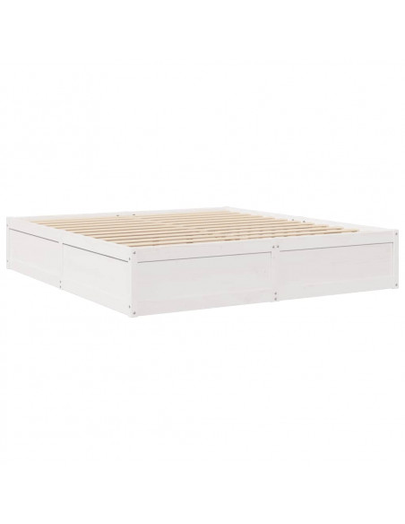 Letto con Materasso Bianco 180x200 cm in Legno Massello di Pino