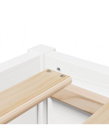 Letto con Materasso Bianco 180x200 cm in Legno Massello di Pino