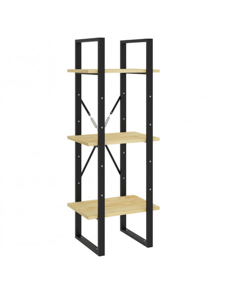 Libreria a 3 Ripiani 40x30x105 cm in Legno Massello di Pino