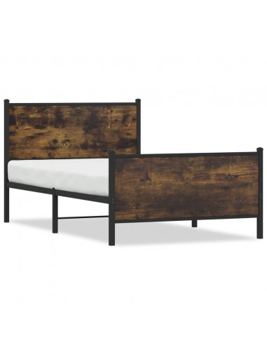 Giroletto con Testiera e Pediera Metallo Rovere Fumo 107x203 cm