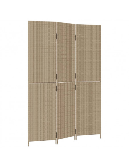 Divisorio per Ambienti a 3 Pannelli Beige in Polyrattan