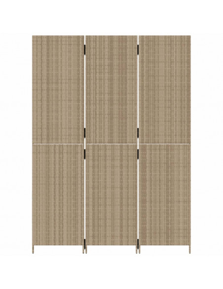Divisorio per Ambienti a 3 Pannelli Beige in Polyrattan
