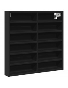 Armadietto con Vetrina Nero 60x8,5x58 cm in Legno Multistrato 2