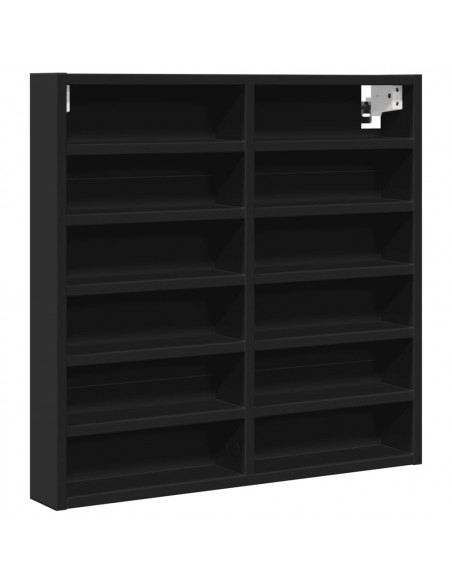 Armadietto con Vetrina Nero 60x8,5x58 cm in Legno Multistrato