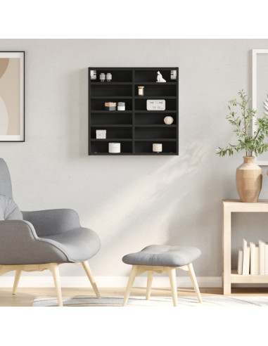 Armadietto con Vetrina Nero 60x8,5x58 cm in Legno Multistrato