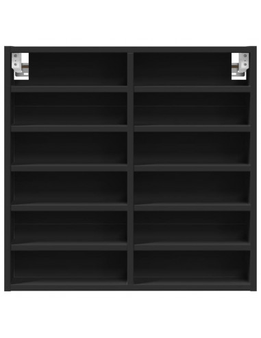 Armadietto con Vetrina Nero 60x8,5x58 cm in Legno Multistrato