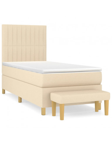 Giroletto a Molle con Materasso Crema 90x190 cm in Tessuto