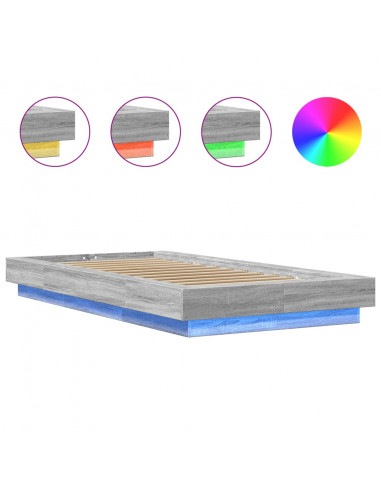 Giroletto con Luci LED Grigio Sonoma 90x200cm Legno Multistrato