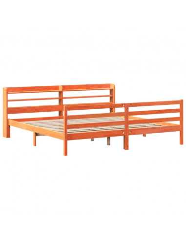 Letto senza Materasso Marrone Cera 200x200 cm in Legno di Pino