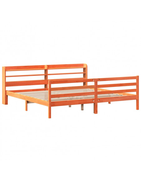 Letto senza Materasso Marrone Cera 200x200 cm in Legno di Pino