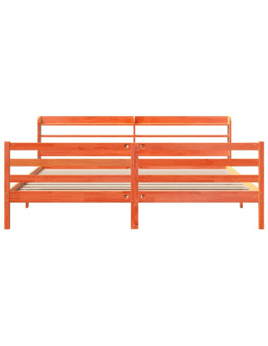 Letto senza Materasso Marrone Cera 200x200 cm in Legno di Pino