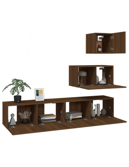 Set Mobili Porta TV 4 pz Rovere Marrone in Legno Multistrato