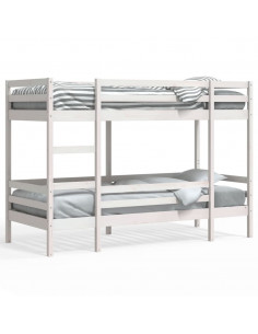 Letto a Castello Bianco 90x190 cm in Legno Massello di Pino 2