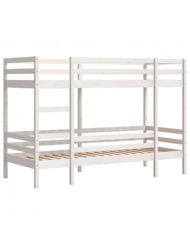 Letto a Castello Bianco 90x190 cm in Legno Massello di Pino