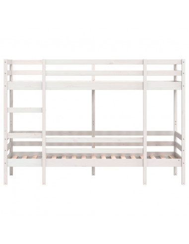 Letto a Castello Bianco 90x190 cm in Legno Massello di Pino