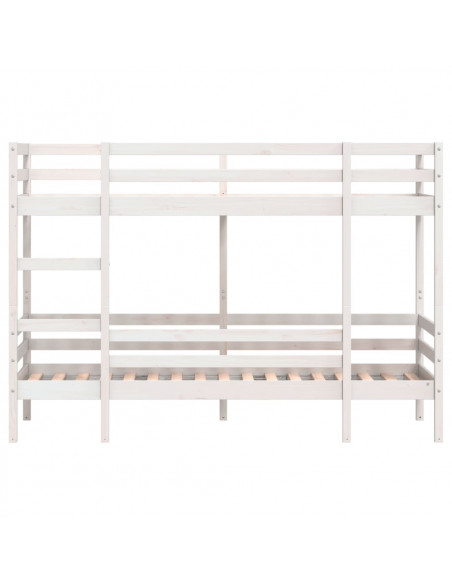 Letto a Castello Bianco 90x190 cm in Legno Massello di Pino