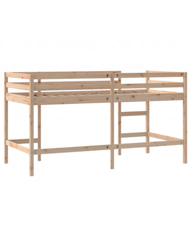 Letto Soppalco con Scala Bambini 80x200cm Massello Pino