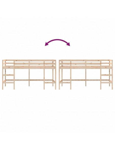 Letto Soppalco con Scala Bambini 80x200cm Massello Pino