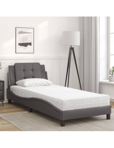 Letto con Materasso Grgio 90x200 cm in Similpelle