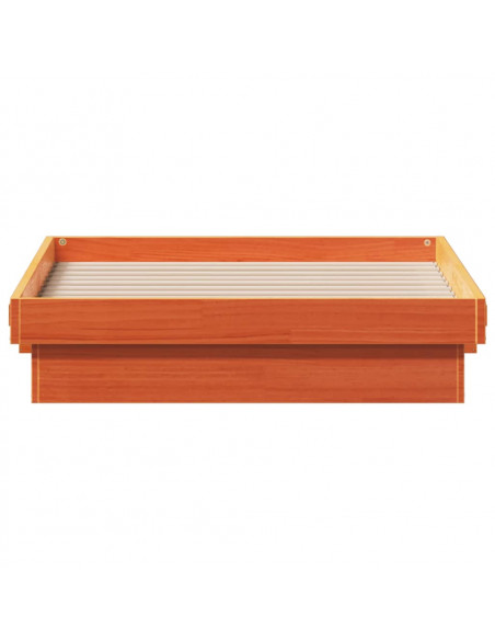 Giroletto con LED Marrone Cera 75x190 cm Legno Massello di Pino