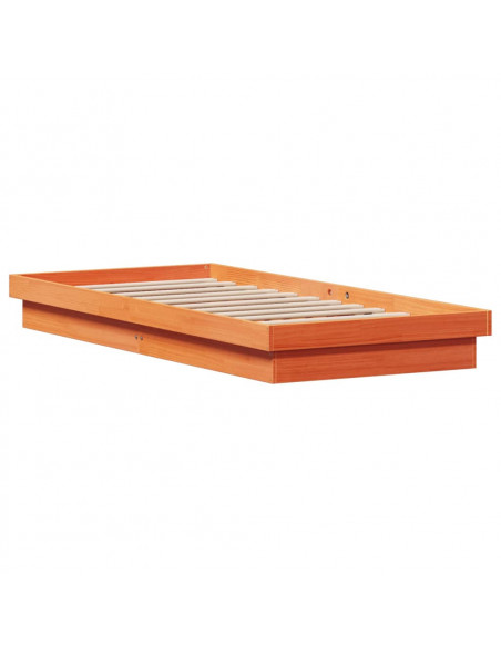 Giroletto con LED Marrone Cera 75x190 cm Legno Massello di Pino