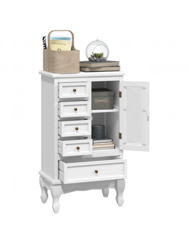 Armadietto con 5 Cassetti e 2 Ripiani Bianco