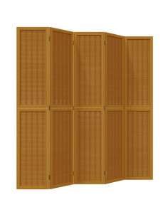 Divisorio Ambienti 5 Pannelli Marrone Legno Massello Paulownia 2