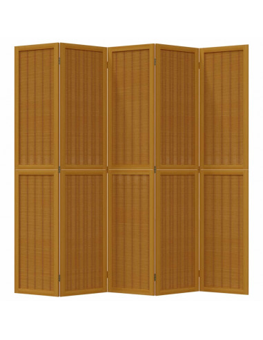 Divisorio Ambienti 5 Pannelli Marrone Legno Massello Paulownia