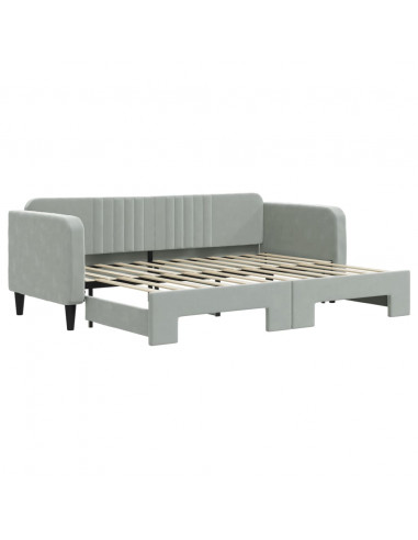 Divano Letto con Letto Estraibile Grigio Chiaro 80x200 Velluto