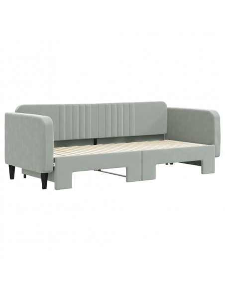Divano Letto con Letto Estraibile Grigio Chiaro 80x200 Velluto