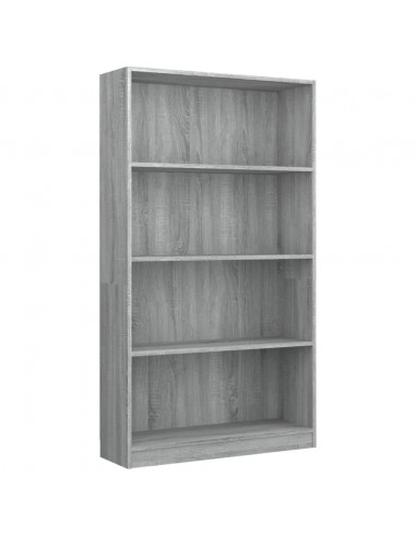 Libreria 4 Ripiani Grigio Sonoma 80x24x142 cm Legno Multistrato