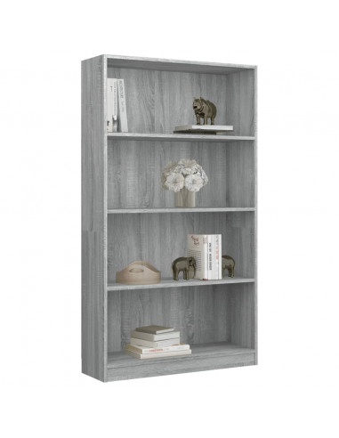 Libreria 4 Ripiani Grigio Sonoma 80x24x142 cm Legno Multistrato