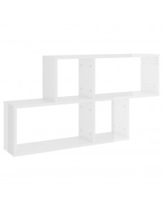 Scaffale a Parete Bianco Lucido 100x18x53 cm Legno Multistrato 2