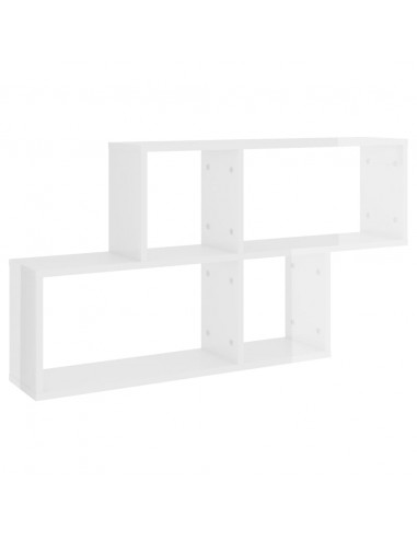 Scaffale a Parete Bianco Lucido 100x18x53 cm Legno Multistrato
