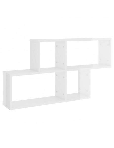 Scaffale a Parete Bianco Lucido 100x18x53 cm Legno Multistrato