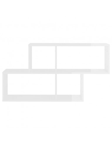 Scaffale a Parete Bianco Lucido 100x18x53 cm Legno Multistrato