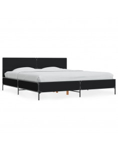 Giroletto Nero 200x200 cm in Legno Multistrato e Metallo 2