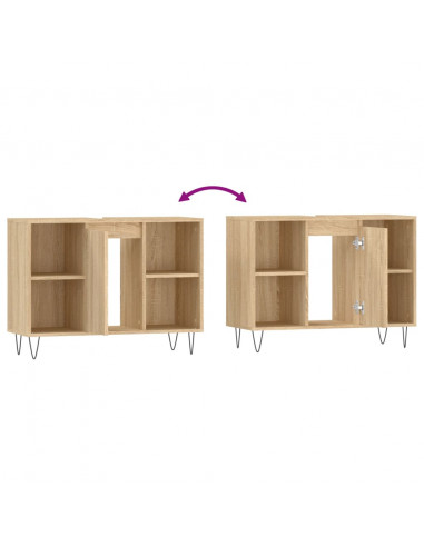 Mobile da Bagno Rovere Sonoma 80x33x60 cm in Legno Multistrato