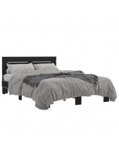 Giroletto Nero 140x190 cm in Legno Multistrato e Metallo 2