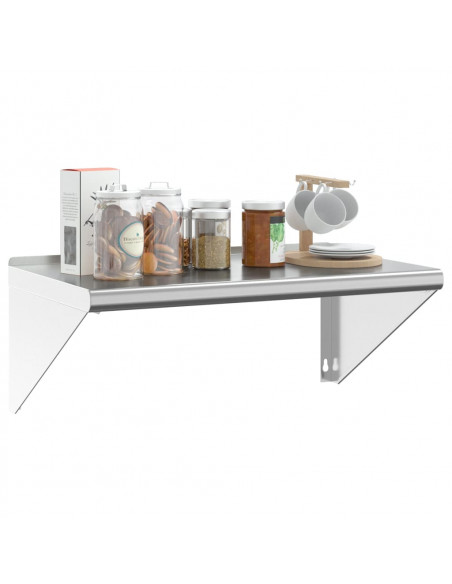 Mensola a Muro 75x45x31 cm Argento in Acciaio Inossidabile