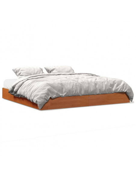 Giroletto senza Materasso Marrone Cera 200x200 cm Legno di Pino