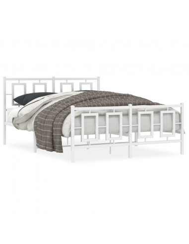 Giroletto con Testiera e Pediera Metallo Bianco 135x190 cm