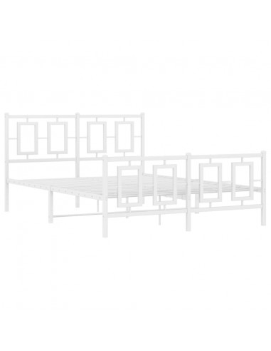 Giroletto con Testiera e Pediera Metallo Bianco 135x190 cm