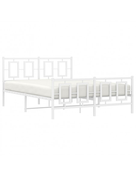Giroletto con Testiera e Pediera Metallo Bianco 135x190 cm