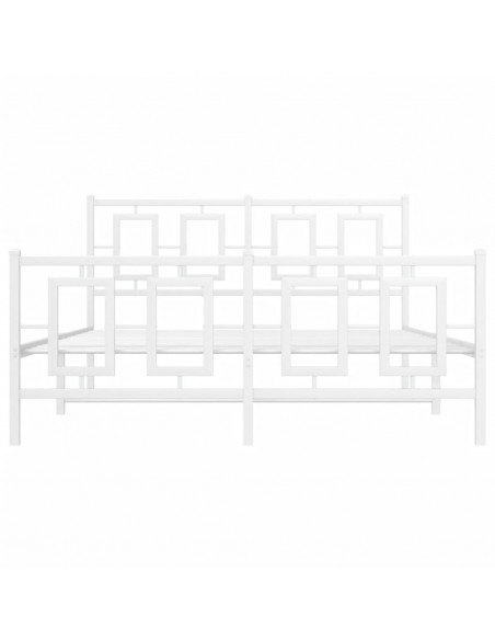 Giroletto con Testiera e Pediera Metallo Bianco 135x190 cm