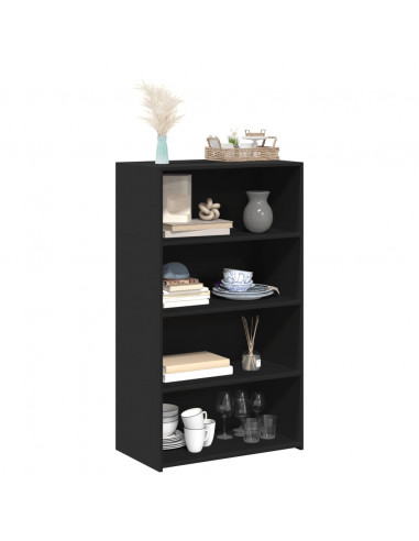 Credenza Nera 70x41x124 cm in Legno Multistrato