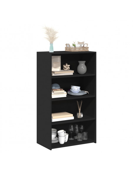 Credenza Nera 70x41x124 cm in Legno Multistrato